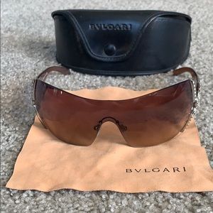 Bulgari 651-B Champagne Sunglasses Rhinestones